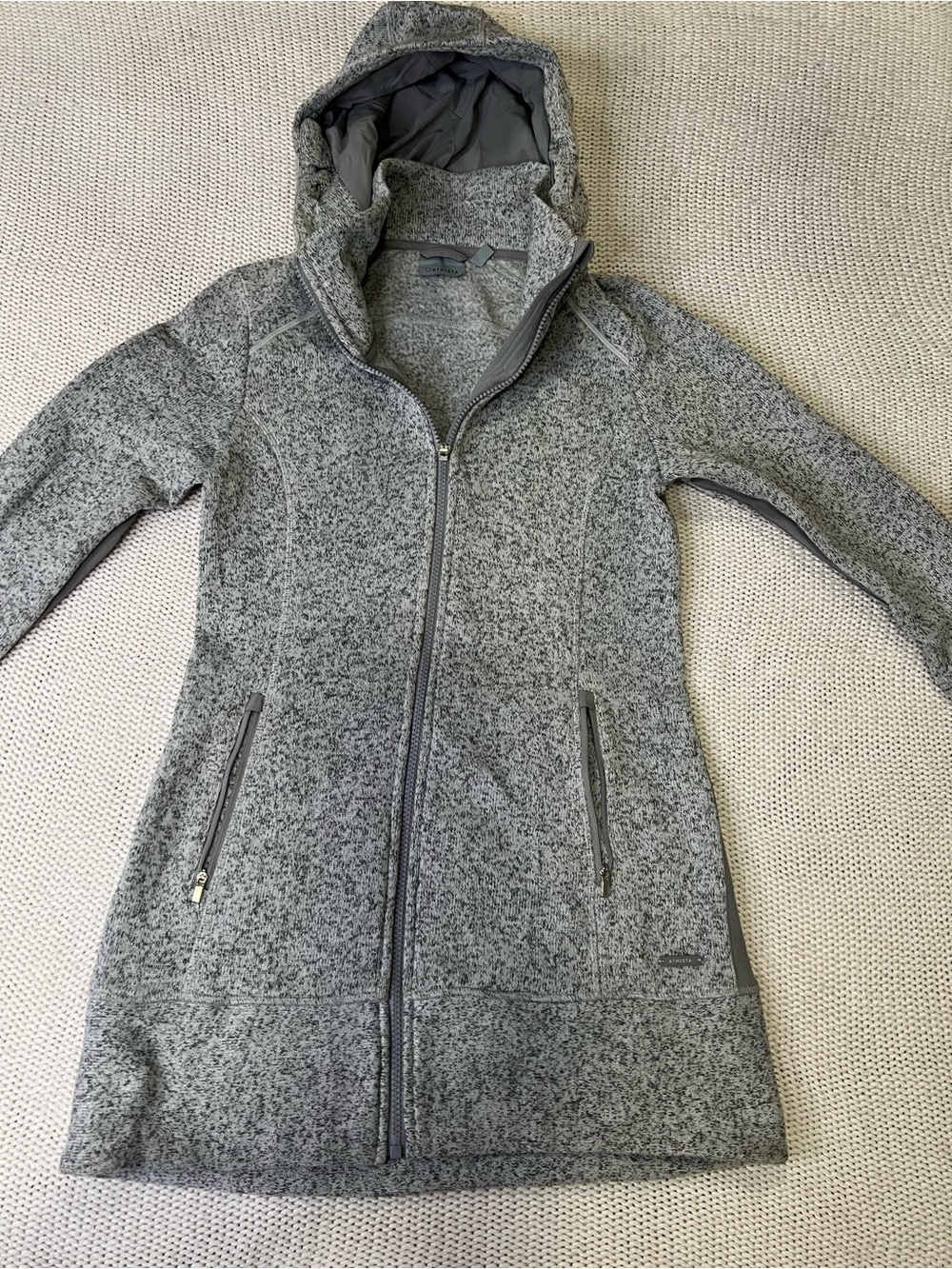 Athleta Heather Gray Hooded Longline Utility Jacket